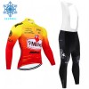Fietskleding (Fietsshirt Lange Mouw + Lange Koersbroek) 2024 St. Michel-Auber93 Winter Thermal Fleece - Rood